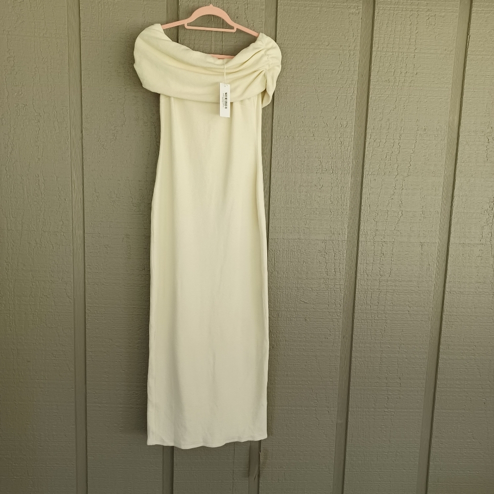 Reformation Josefina Knit Maxi Dress Size S Women Slit Off The Shoulder